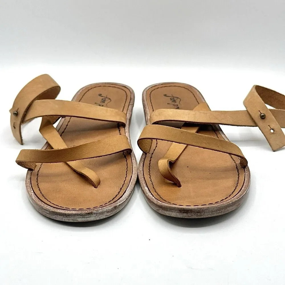 Free People Leather Strappy Flat Sandals Women’s Size EU 39 US 9 Boho Brown